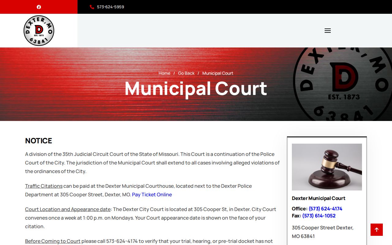 Dexter court records access at Dexter Municipal Court